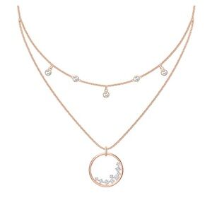 NEW Swarovski Rose Gold Tone Double Layer Necklace with white crystals